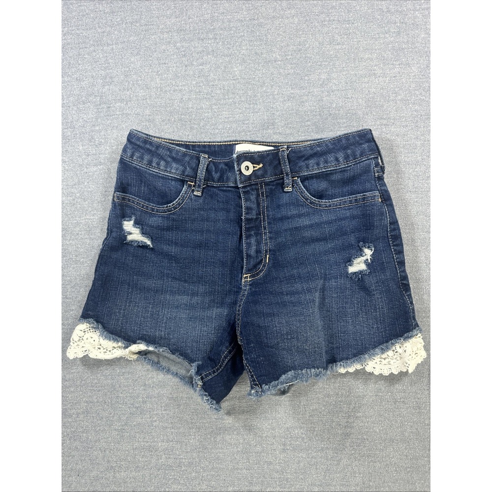 Abercrombie Kids High Rise Relaxed Shorts 13/14 Regular Lace Trim Dark Blue